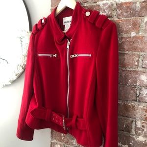 david n..... red wool & cashmere jacket